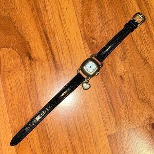 Vintage Fossil Watch with Leather Band and Mini Heart Charm